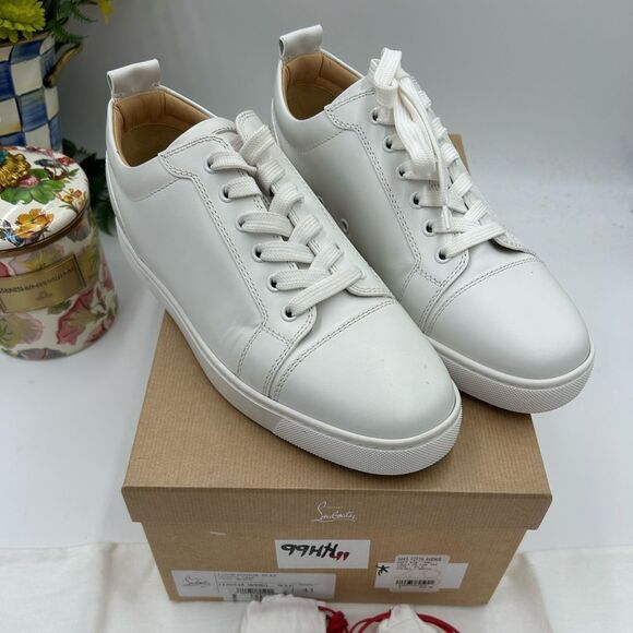 Men's Christian Louboutin, Louis Jr leather sneakers size 41 made in Italy - Picture 1 of 12